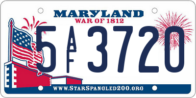 MD license plate 5AF3720
