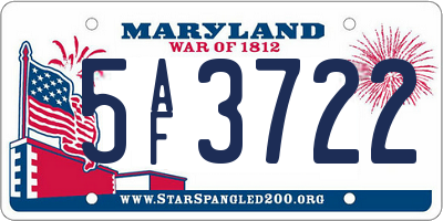 MD license plate 5AF3722