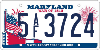MD license plate 5AF3724