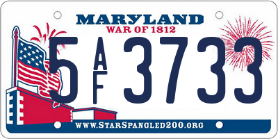 MD license plate 5AF3733
