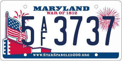 MD license plate 5AF3737