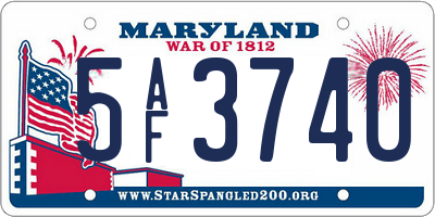 MD license plate 5AF3740