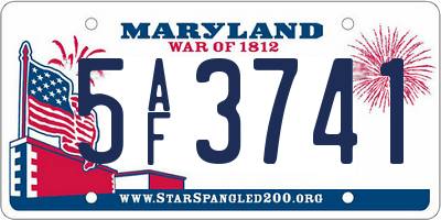 MD license plate 5AF3741