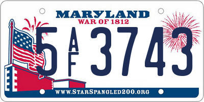 MD license plate 5AF3743