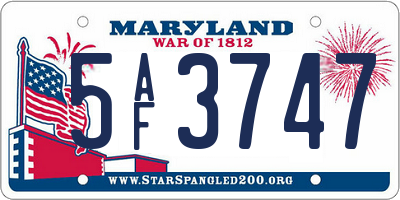 MD license plate 5AF3747