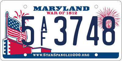 MD license plate 5AF3748