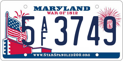MD license plate 5AF3749