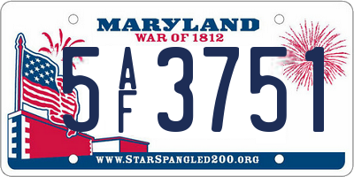 MD license plate 5AF3751