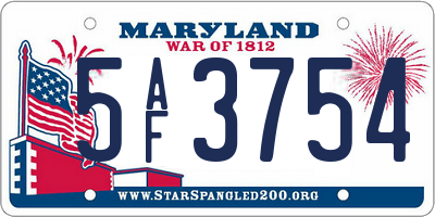 MD license plate 5AF3754