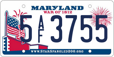 MD license plate 5AF3755