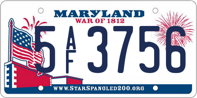 MD license plate 5AF3756