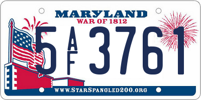 MD license plate 5AF3761