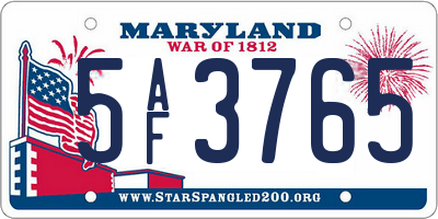 MD license plate 5AF3765