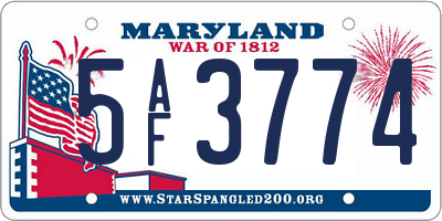 MD license plate 5AF3774