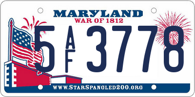 MD license plate 5AF3778