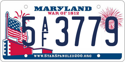 MD license plate 5AF3779