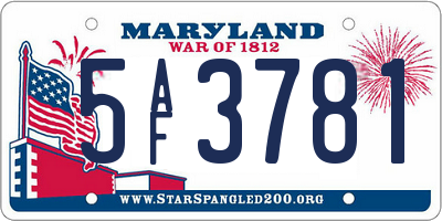 MD license plate 5AF3781