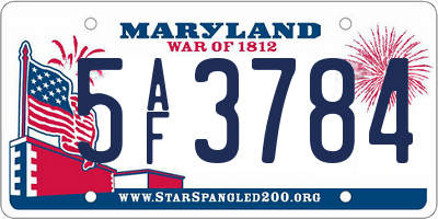 MD license plate 5AF3784