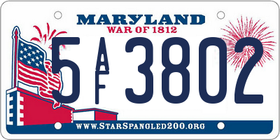 MD license plate 5AF3802
