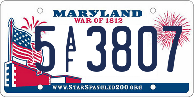 MD license plate 5AF3807