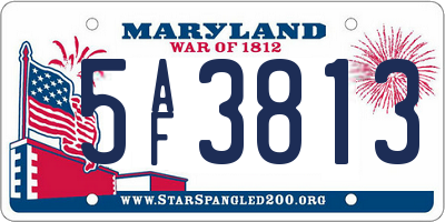 MD license plate 5AF3813