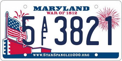MD license plate 5AF3821