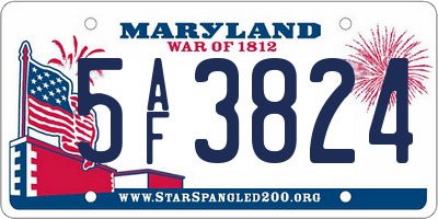 MD license plate 5AF3824