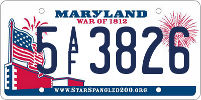 MD license plate 5AF3826