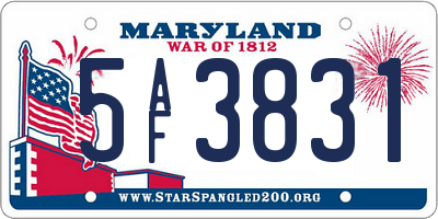 MD license plate 5AF3831