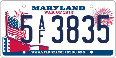 MD license plate 5AF3835