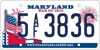 MD license plate 5AF3836