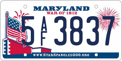 MD license plate 5AF3837