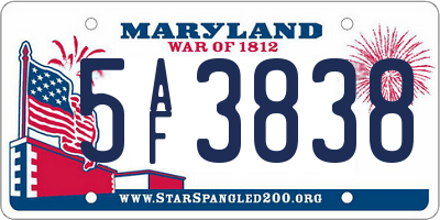 MD license plate 5AF3838