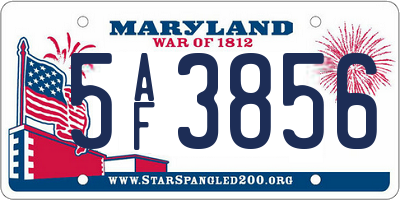 MD license plate 5AF3856