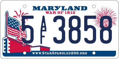 MD license plate 5AF3858
