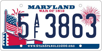 MD license plate 5AF3863