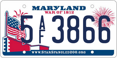 MD license plate 5AF3866