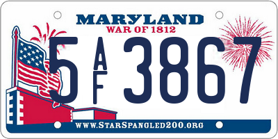MD license plate 5AF3867