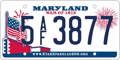 MD license plate 5AF3877