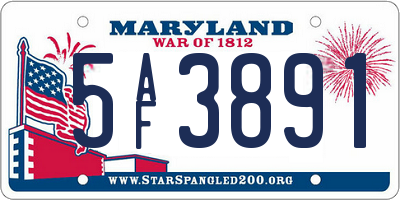 MD license plate 5AF3891