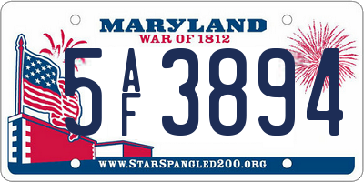 MD license plate 5AF3894