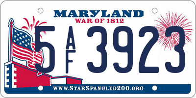 MD license plate 5AF3923