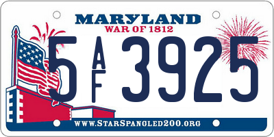MD license plate 5AF3925