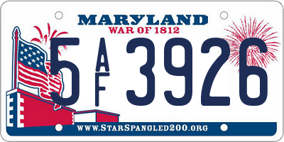 MD license plate 5AF3926