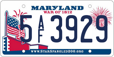 MD license plate 5AF3929