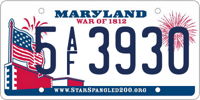 MD license plate 5AF3930