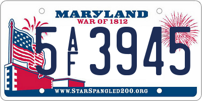 MD license plate 5AF3945
