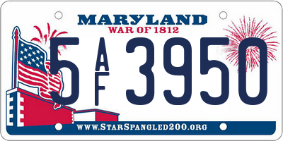 MD license plate 5AF3950