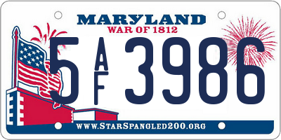 MD license plate 5AF3986