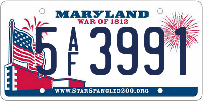 MD license plate 5AF3991
